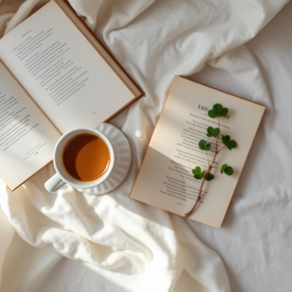 Slow coffee morning with a poetry book